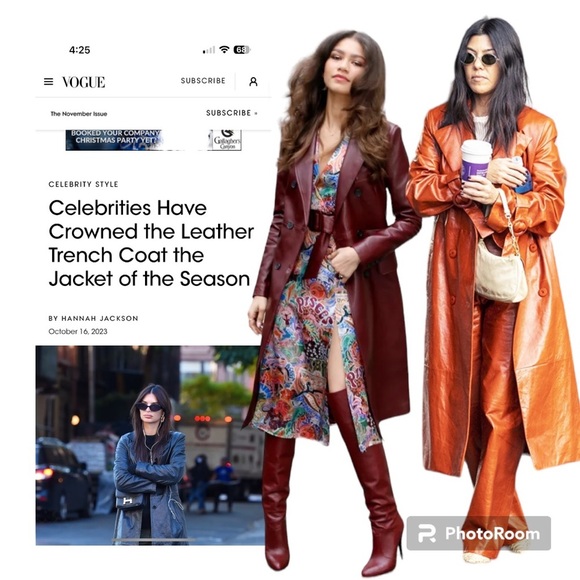 Vintage double breasted, long Mr & Mrs Leather 1970’s cognac leather coat - Picture 13 of 15